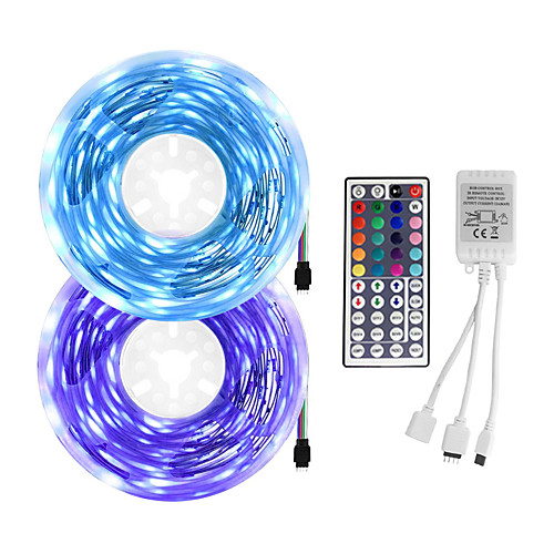 

10m LED Light Strips RGB Tiktok Lights 5050 10mm LED Tape Non-waterproof DC 12V 600leds with 44key IR Remote Controller Kit