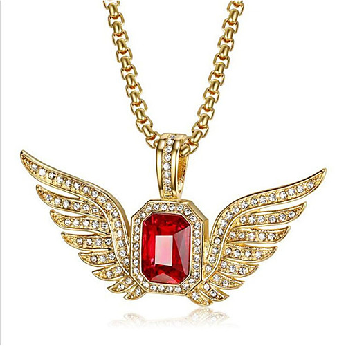 

Men's Synthetic Sapphire Pendant Necklace Classic Angel Wings Fashion Titanium Steel Red Blue 50 cm Necklace Jewelry 1pc For Party Evening Festival