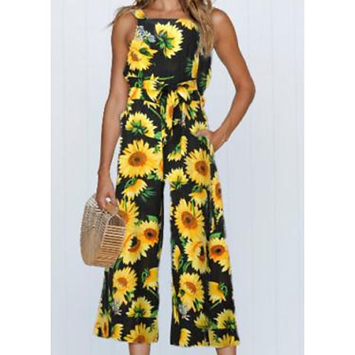 

Women's Black Jumpsuit Onesie, Floral S M L