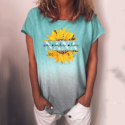 

Women's Floral Sun Flower T-shirt Daily Light Yellow / Dark Yellow / Blue / Purple / Yellow / Dark Purple / Light Purple / Green