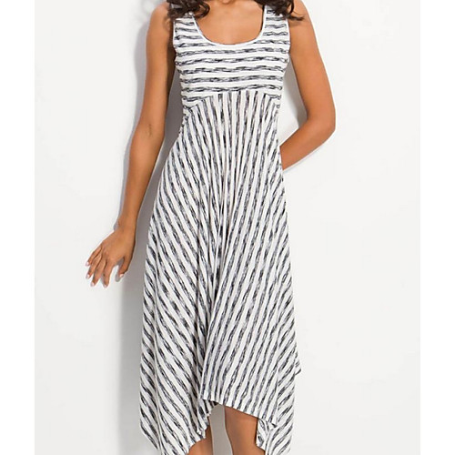 

Women's Asymmetrical A Line Dress - Sleeveless Striped Summer Casual 2020 Wine White Brown Navy Blue M L XL XXL XXXL XXXXL XXXXXL