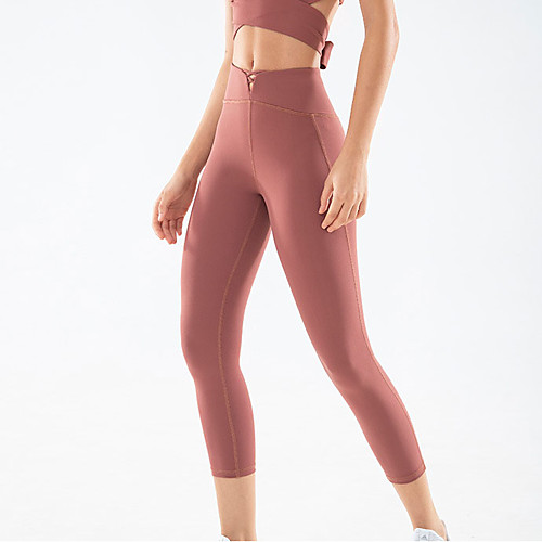 

Women's High Waist Yoga Pants Solid Color Purple Red Fruit Green Running Fitness Gym Workout 3/4 Capri Pants Sport Activewear Quick Dry Butt Lift Tummy Control High Elasticity Slim