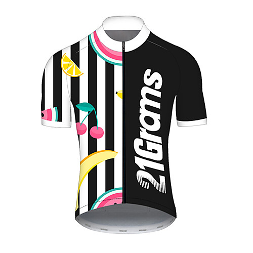 

21Grams Men's Short Sleeve Cycling Jersey Polyester Black / White Fruit Watermelon Banana Bike Jersey Top Mountain Bike MTB Road Bike Cycling Breathable Quick Dry Ultraviolet Resistant Sports