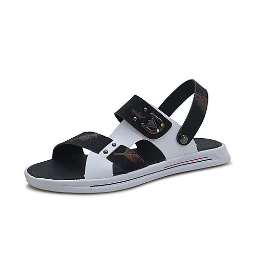 

Men's Fall / Spring & Summer Casual Daily Outdoor Sandals PU Breathable Non-slipping Shock Absorbing Black / Gold / Black / Silver / Black / Blue Color Block