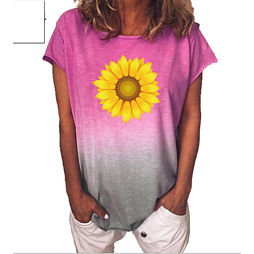 

Women's Floral Color Gradient Daisy T-shirt Daily Blue / Purple / Yellow / Blushing Pink / Green / Light Green