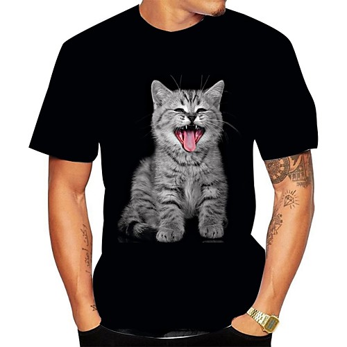 

Men's Plus Size 3D Animal T-shirt Basic Daily Going out Round Neck Black / Short Sleeve