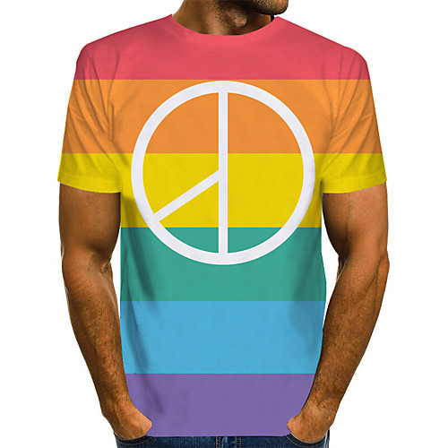 

Love wins Men's 3D Sun Flower Print T-shirt Basic Exaggerated Daily Rainbow