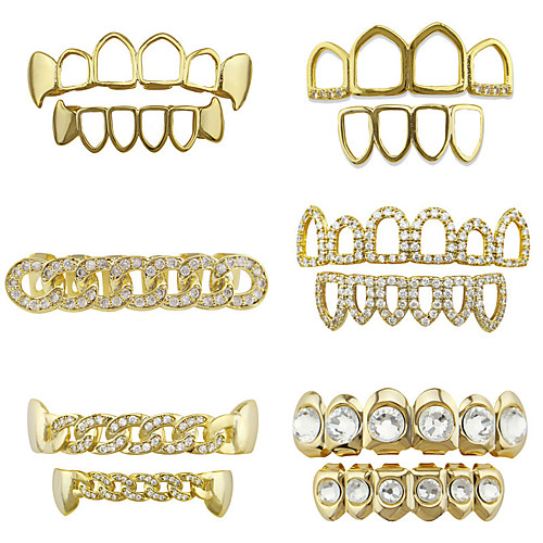 

Teeth Set / Teeth Grills Statement Stylish Luxury Unisex Body Jewelry For Halloween Street Synthetic Diamond Copper Rose Gold Gold Silver