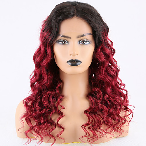 

Remy Human Hair Lace Front Wig Free Part style Indian Hair Body Wave Red Wig 150% Density with Baby Hair Color Gradient Natural Hairline with Clip Women's Long Human Hair Lace Wig Premierwigs