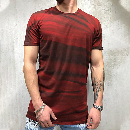 

Men's Color Block Red T-shirt Basic Daily Sports Red / Yellow / Gray