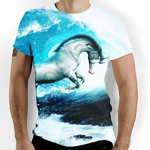 

Men's Graphic Animal Horse T-shirt Basic Elegant Daily Going out White