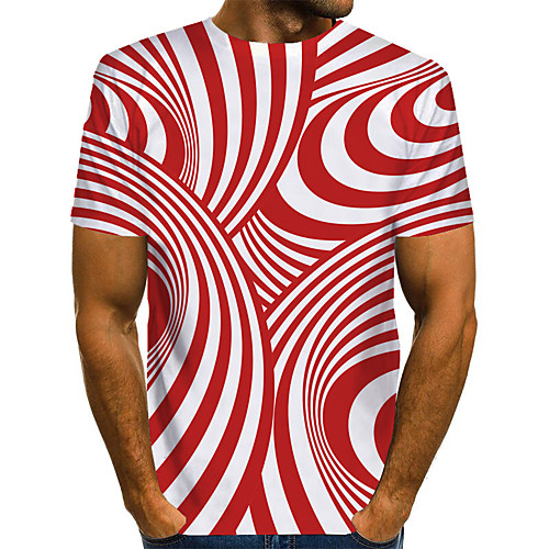 

Men's Graphic 3D Print Blue & White Print T-shirt Basic Exaggerated Daily Black / Purple / Red / Yellow / Green / Navy Blue / Light Blue
