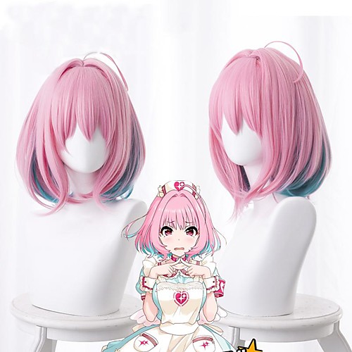 

Cosplay Yumemite Yumemi Cosplay Wigs Women's Bob With Bangs 10 inch Heat Resistant Fiber kinky Straight Pink Teen Adults' Anime Wig