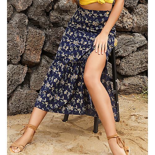

Women's Swing Skirts - Floral Wine Blue Yellow S M L