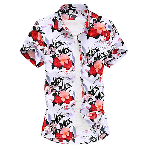 

Men's Geometric Shirt Basic Elegant Daily Classic Collar Red / Short Sleeve