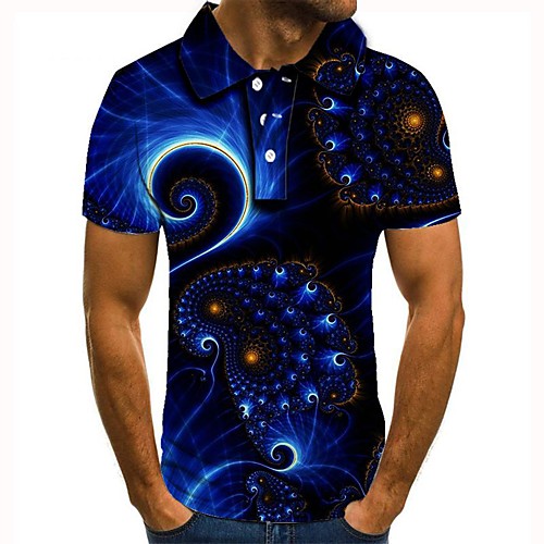 

Men's 3D Graphic Polo Basic Daily Shirt Collar Blue / Short Sleeve