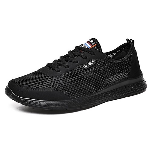 

Men's Summer Daily Trainers / Athletic Shoes Running Shoes Mesh Black and White / White / Black