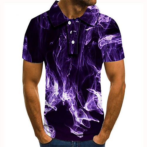 

Men's Graphic 3D Print Print Slim Polo Daily Purple / Short Sleeve