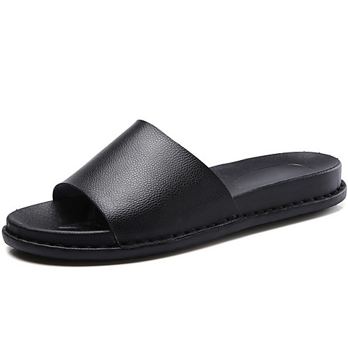 

Women's Slippers & Flip-Flops Summer Flat Heel Open Toe Daily PU White / Black