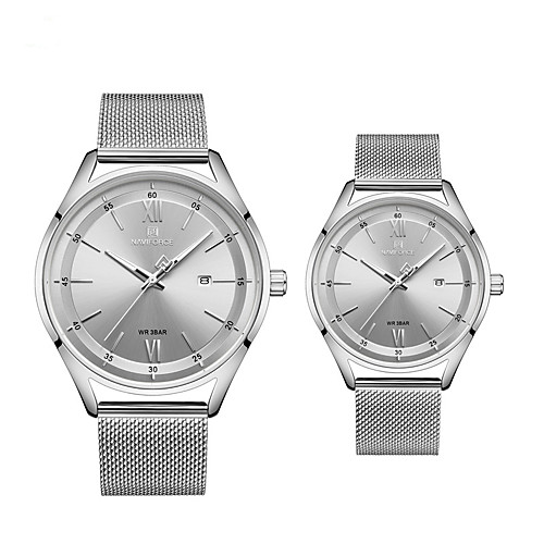 

NAVIFORCE Dress Watch Minimalist Fashion Blue Silver Brown Stainless Steel Japanese Quartz Black / Silver Blue Gold Water Resistant / Waterproof Luminous Shock Resistant 30 m 1 set Analog Two Years
