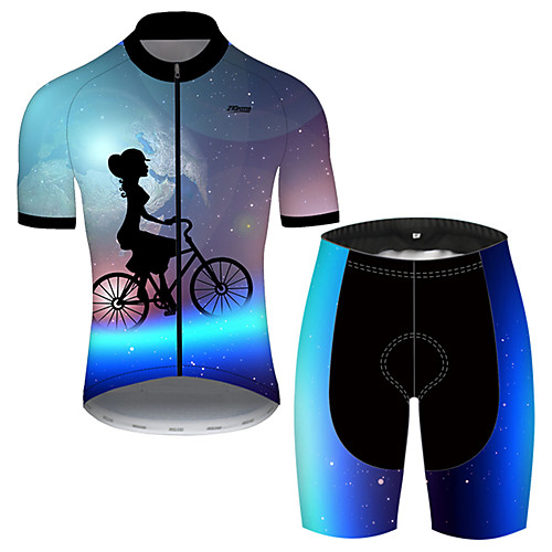 

21Grams Men's Short Sleeve Cycling Jersey with Shorts Polyester Black / Blue Funny Bike Clothing Suit Breathable 3D Pad Quick Dry Ultraviolet Resistant Reflective Strips Sports Landscape Mountain