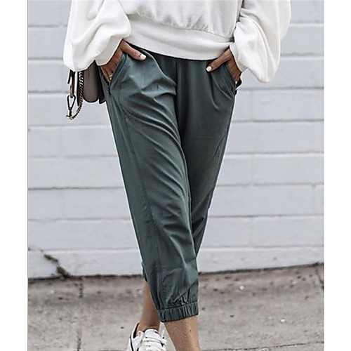 

Women's Basic Loose Chinos Pants - Solid Colored Cotton Black Blue Green S / M / L