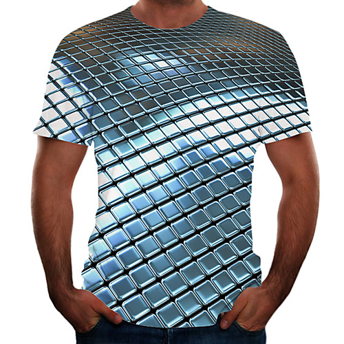 

Men's Plus Size Color Block 3D T-shirt Basic Going out Weekend Round Neck Rainbow / Short Sleeve / Animal