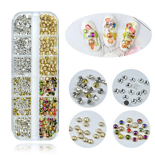 

1 Box Multi Size Glass Nail Rhinestones Mixed Colors Crystal Strass 3D Charm Gems DIY Manicure Nail Art Decorations