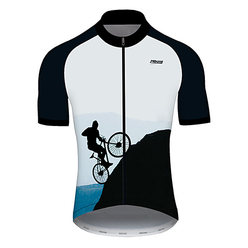 

21Grams Men's Short Sleeve Cycling Jersey Polyester Black / White Funny Bike Jersey Top Mountain Bike MTB Road Bike Cycling Breathable Quick Dry Ultraviolet Resistant Sports Clothing Apparel