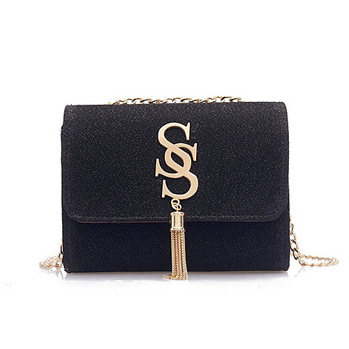 

Women's Bags PU Leather Crossbody Bag Zipper Solid Color Daily Leather Bag Chain Bag MessengerBag Wine Black Silver