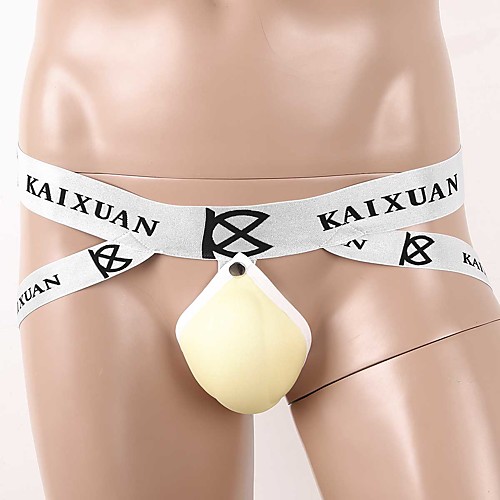 

Men's Cut Out G-string Underwear - Normal Low Waist White Orange S M L