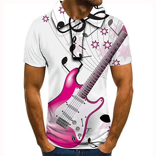 

Men's 3D Polo Basic Daily Shirt Collar White / Short Sleeve