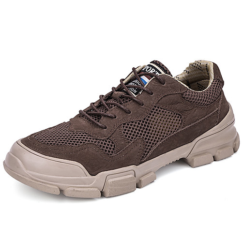 

Men's Fall Casual / British Daily Outdoor Trainers / Athletic Shoes Hiking Shoes / Walking Shoes Nappa Leather / Mesh Breathable Non-slipping Shock Absorbing Black / Khaki / Brown 3D