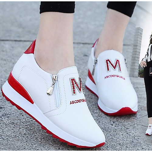 

Women's Trainers / Athletic Shoes Spring & Summer Wedge Heel Round Toe Daily PU White / Black / Red