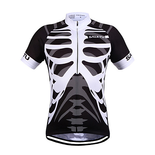 

SALETU Men's Women's Short Sleeve Cycling Jersey Polyester Black / White Bike Jersey Top Breathable Quick Dry Reflective Strips Sports Clothing Apparel / Stretchy / Sweat-wicking