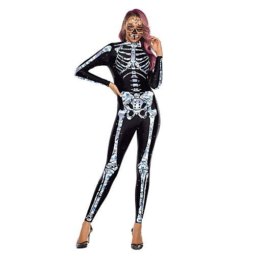 

Zentai Suits Cosplay Costume Catsuit Ninja Skeleton / Skull Adults' Lycra Spandex Cosplay Costumes Halloween Women's Color Block Carnival Masquerade / Leotard / Onesie / Skin Suit / Leotard / Onesie