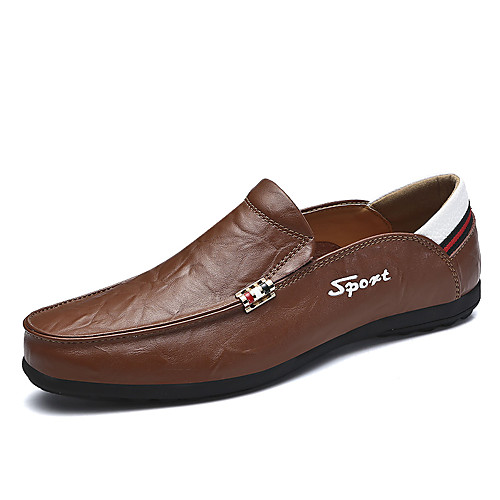 

Men's Spring & Summer / Fall & Winter Daily Outdoor Loafers & Slip-Ons Walking Shoes Cowhide Breathable Wear Proof Light Brown / Dark Brown / Black