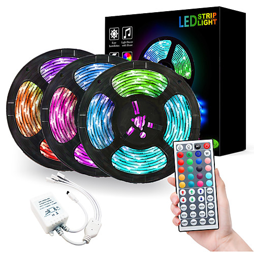 

ZDM 3x5M LED Strip Lights RGB Tiktok Lights Flexible 900 LEDs 2835 SMD 8mm 1 To 3 Cable Connector with IR 44 Key Double Outlet Controller DC12V