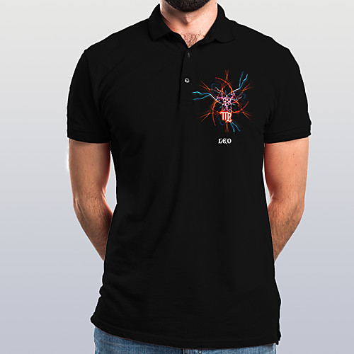 

Men's Graphic Letter Polo Basic Elegant Daily Going out Black