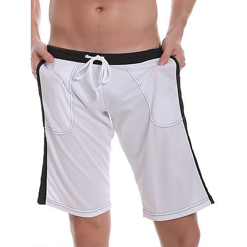 

Men's Basic White Black Blue Swim Trunk Beach board shorts Swimwear Swimsuit - Color Block Breathable M L XL White
