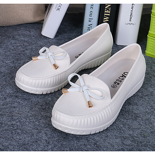 

Women's Loafers & Slip-Ons Spring & Summer Flat Heel Round Toe Daily PU White / Black / Pink