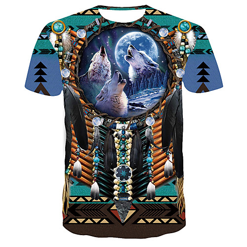 

Men's 3D Print T-shirt Daily Round Neck Rainbow / Short Sleeve