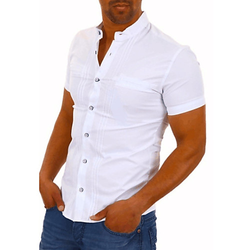 

Men's Solid Colored Shirt Daily White / Black / Short Sleeve