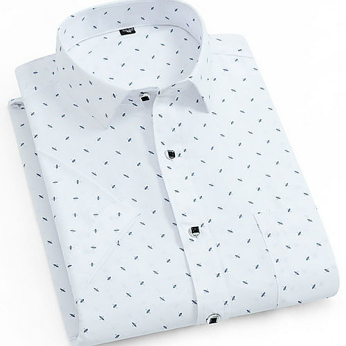 

Men's Geometric Plaid Print Shirt Daily Button Down Collar White / Short Sleeve