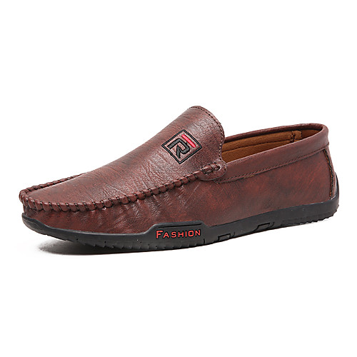 

Men's Fall / Spring & Summer Daily Outdoor Loafers & Slip-Ons Walking Shoes PU Breathable Wear Proof Black / Brown / Gray