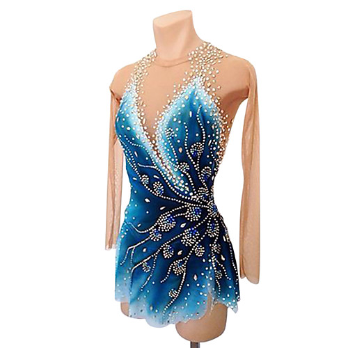 

21Grams Rhythmic Gymnastics Leotards Artistic Gymnastics Leotards Women's Girls' Kids Leotard Spandex High Elasticity Handmade Sleeveless Competition Dance Rhythmic Gymnastics Artistic Gymnastics Blue