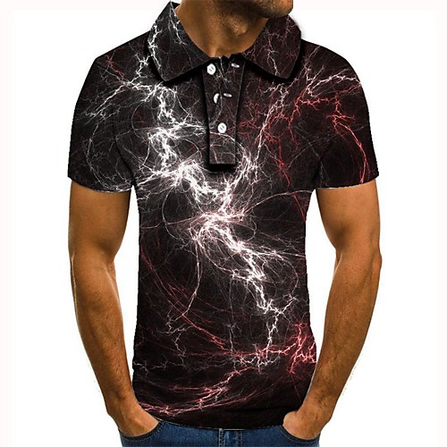 

Men's Graphic 3D Print Print Polo Daily Red / Green / Short Sleeve