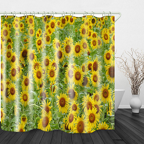 

Beautiful Sunflower Bathroom Shower Curtains & Hooks Rainbow Neoclassical Polyester Waterproof