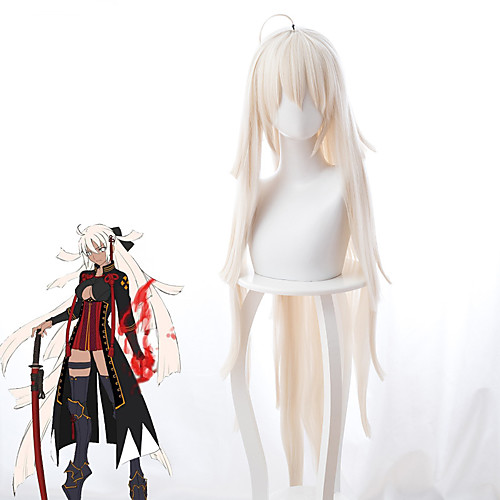 

Fate / Grand Order FGO Tokitou Muichirou Cosplay Wigs Women's Asymmetrical 53 inch Heat Resistant Fiber kinky Straight Blonde Blonde Anime