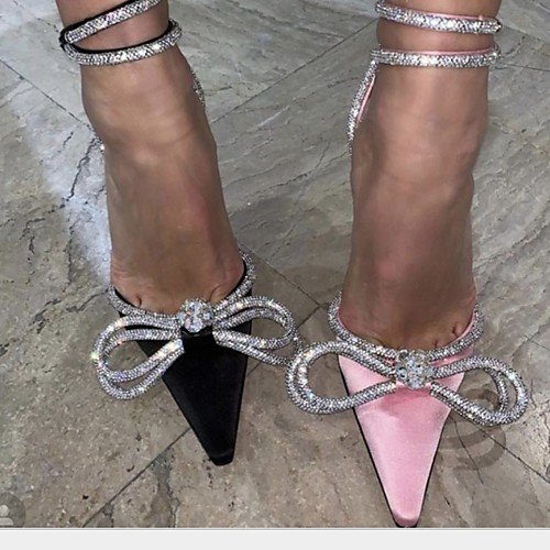 

Women's Sandals Summer Stiletto Heel Pointed Toe Daily PU Black / Pink
